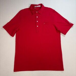 Criquet Polo Men's L Red Pima‎ Cotton Pocket Stretch Golf Logo *HOLES*